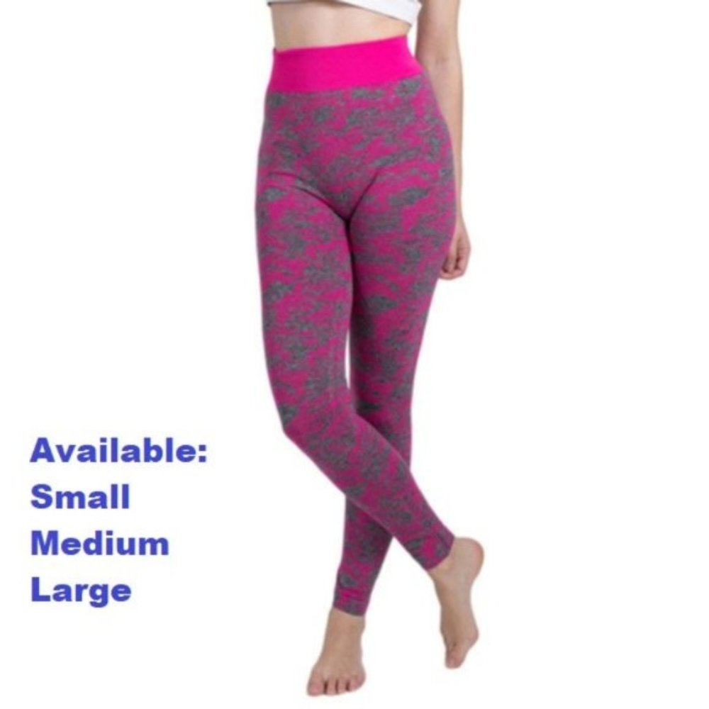 Gray with Pink Camouflage Yoga Pants